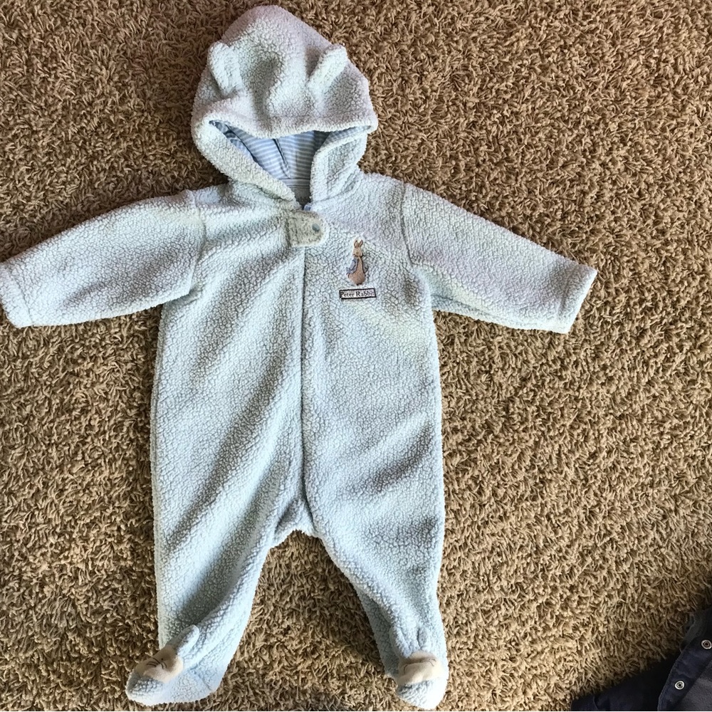 Baby Girls Cute peter rabbit Zip-Up Fleece Sleep & Play Pajamas